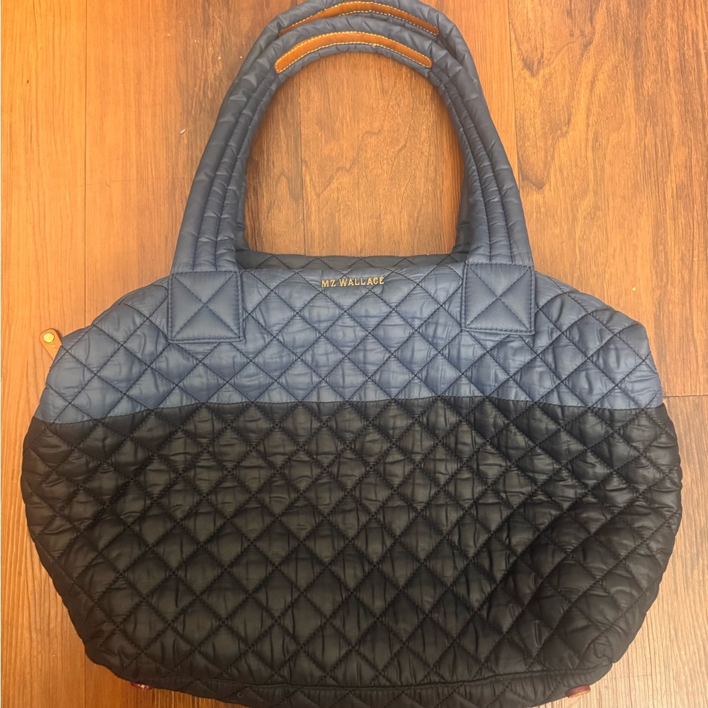 MZ Wallace Navy & Black Quilted Metro Tote
